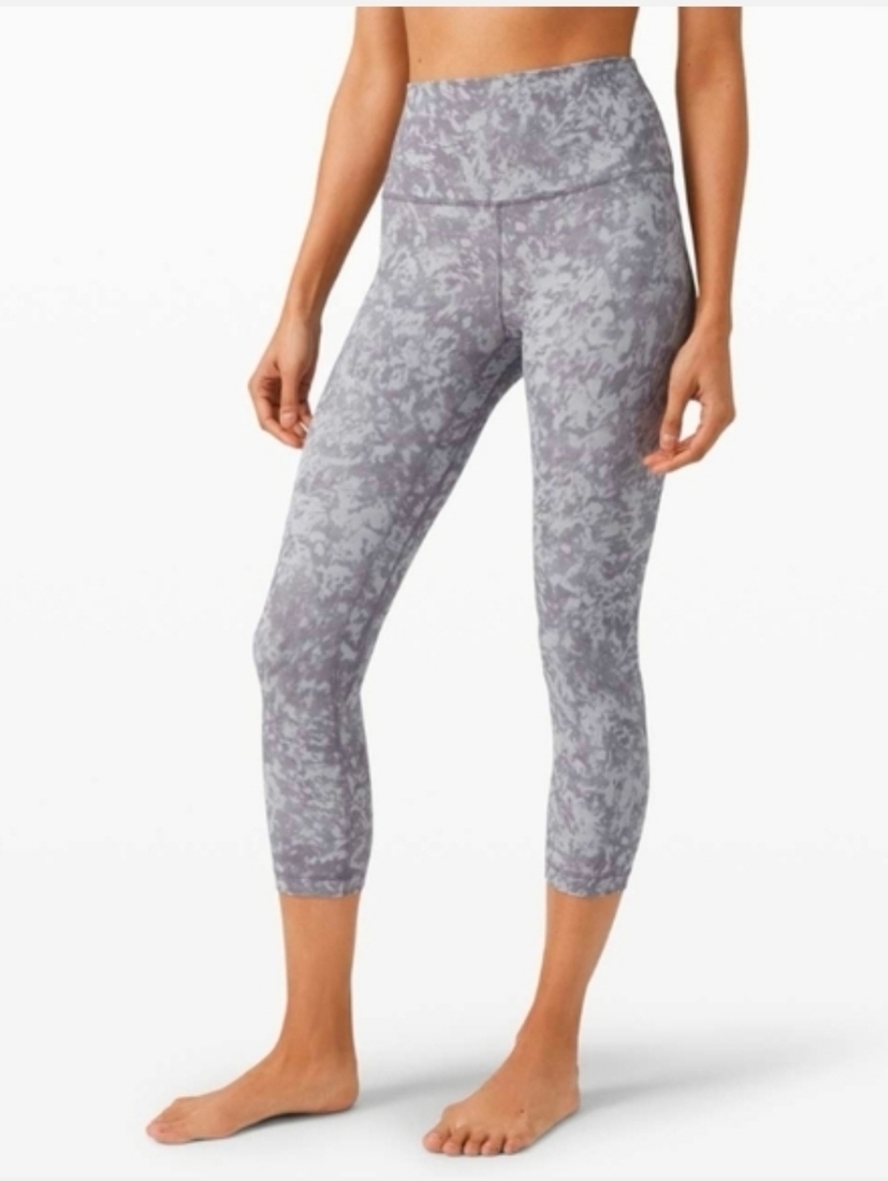 New Lululemon High Rise Align Crop 21" SIMG Summer Shade Ice Gray Mulit Size 6